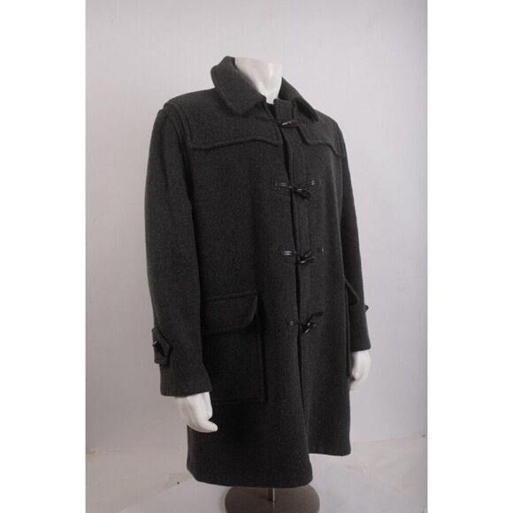Burberry London Mens Wool Duffle Toggle Coat IT 52 US 42 Gray Nova Check Plaid - Picture 2 of 10